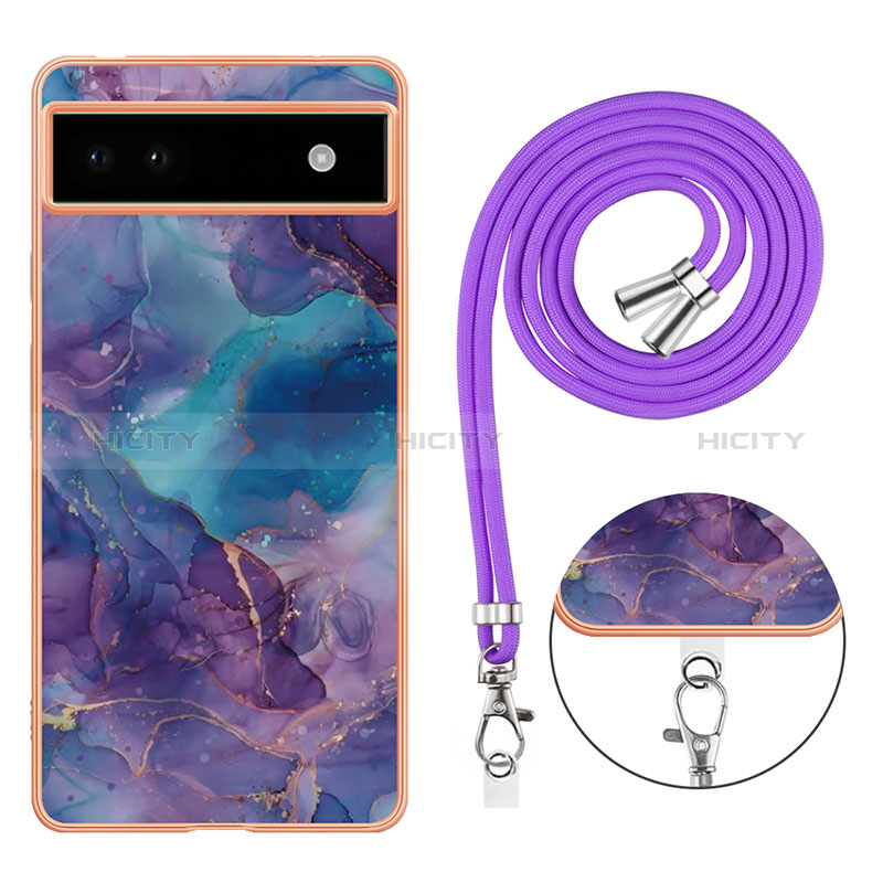 Funda Silicona Gel Goma Patron de Moda Carcasa con Acollador Cordon Lanyard Y07B para Google Pixel 6a 5G