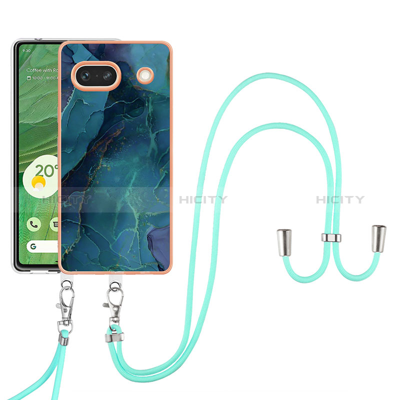 Funda Silicona Gel Goma Patron de Moda Carcasa con Acollador Cordon Lanyard Y07B para Google Pixel 7a 5G