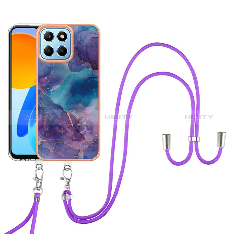 Funda Silicona Gel Goma Patron de Moda Carcasa con Acollador Cordon Lanyard Y07B para Huawei Honor 70 Lite 5G