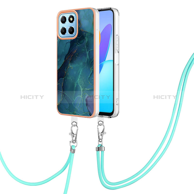 Funda Silicona Gel Goma Patron de Moda Carcasa con Acollador Cordon Lanyard Y07B para Huawei Honor X6 5G