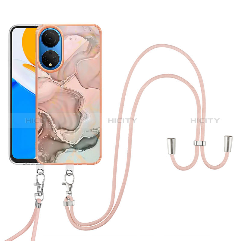 Funda Silicona Gel Goma Patron de Moda Carcasa con Acollador Cordon Lanyard Y07B para Huawei Honor X7