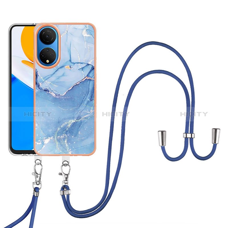 Funda Silicona Gel Goma Patron de Moda Carcasa con Acollador Cordon Lanyard Y07B para Huawei Honor X7