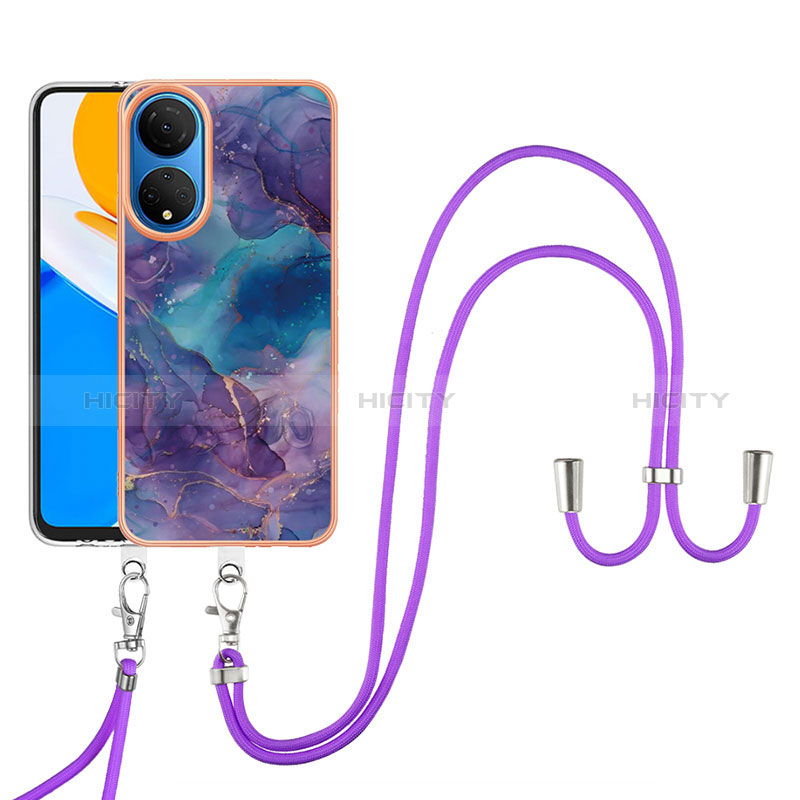 Funda Silicona Gel Goma Patron de Moda Carcasa con Acollador Cordon Lanyard Y07B para Huawei Honor X7