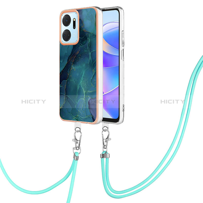 Funda Silicona Gel Goma Patron de Moda Carcasa con Acollador Cordon Lanyard Y07B para Huawei Honor X7a