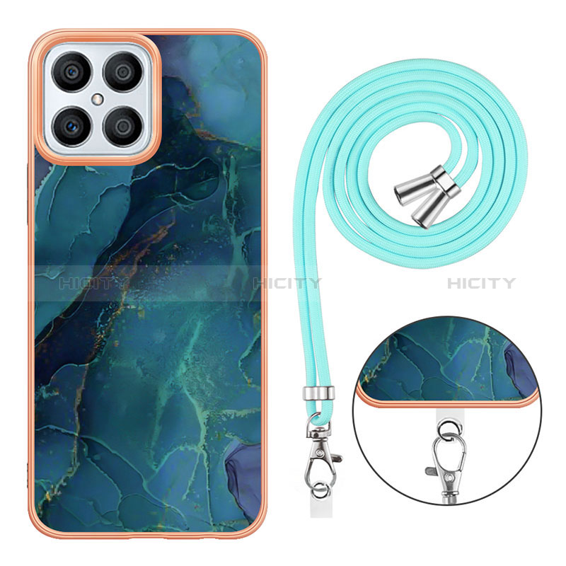 Funda Silicona Gel Goma Patron de Moda Carcasa con Acollador Cordon Lanyard Y07B para Huawei Honor X8 4G