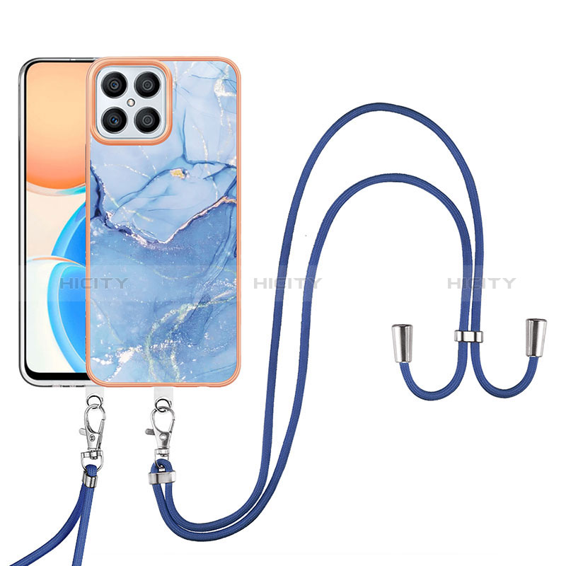 Funda Silicona Gel Goma Patron de Moda Carcasa con Acollador Cordon Lanyard Y07B para Huawei Honor X8 4G