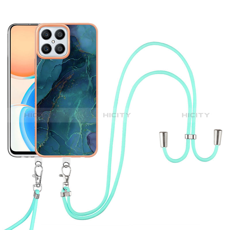 Funda Silicona Gel Goma Patron de Moda Carcasa con Acollador Cordon Lanyard Y07B para Huawei Honor X8 4G