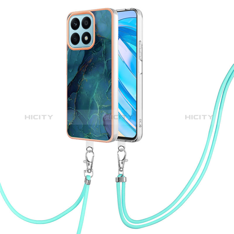 Funda Silicona Gel Goma Patron de Moda Carcasa con Acollador Cordon Lanyard Y07B para Huawei Honor X8a 4G