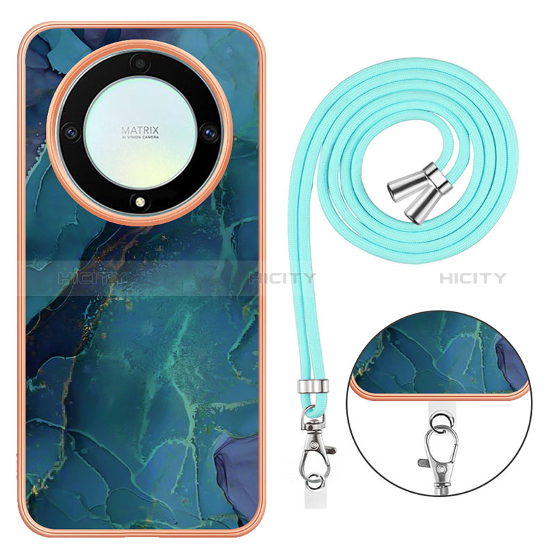 Funda Silicona Gel Goma Patron de Moda Carcasa con Acollador Cordon Lanyard Y07B para Huawei Honor X9a 5G