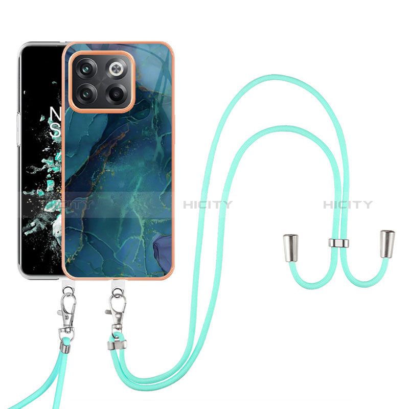 Funda Silicona Gel Goma Patron de Moda Carcasa con Acollador Cordon Lanyard Y07B para OnePlus 10T 5G