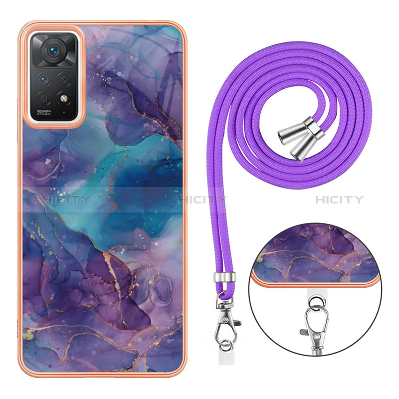 Funda Silicona Gel Goma Patron de Moda Carcasa con Acollador Cordon Lanyard YB1 para Xiaomi Redmi Note 11 Pro 4G