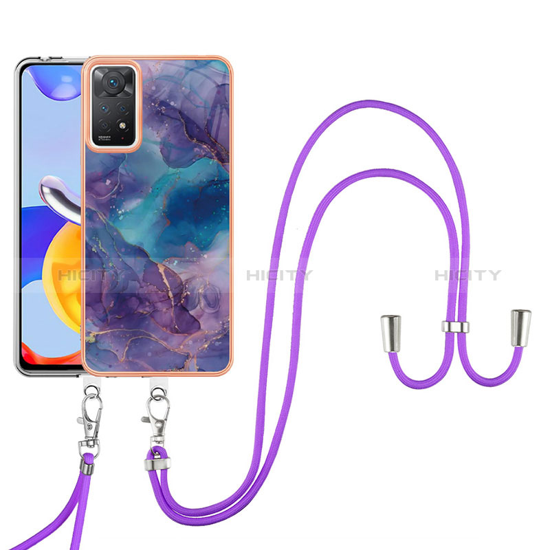 Funda Silicona Gel Goma Patron de Moda Carcasa con Acollador Cordon Lanyard YB1 para Xiaomi Redmi Note 11 Pro 4G