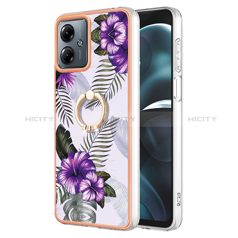 Funda Silicona Gel Goma Patron de Moda Carcasa con Acollador Cordon Lanyard YB3 para Motorola Moto G14