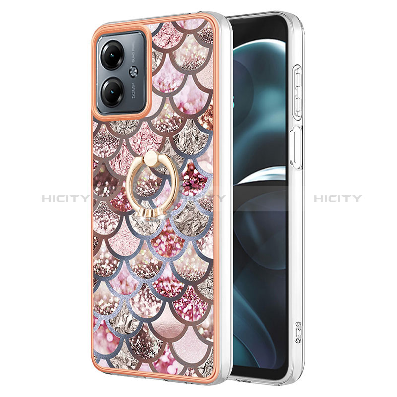 Funda Silicona Gel Goma Patron de Moda Carcasa con Acollador Cordon Lanyard YB3 para Motorola Moto G14