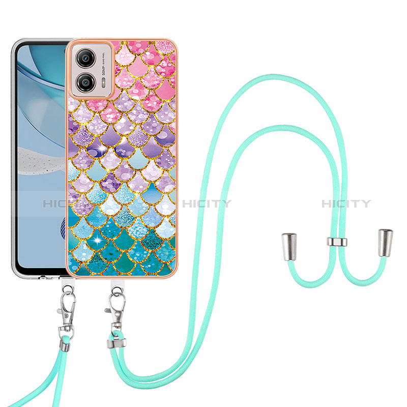 Funda Silicona Gel Goma Patron de Moda Carcasa con Acollador Cordon Lanyard YB3 para Motorola Moto G53j 5G