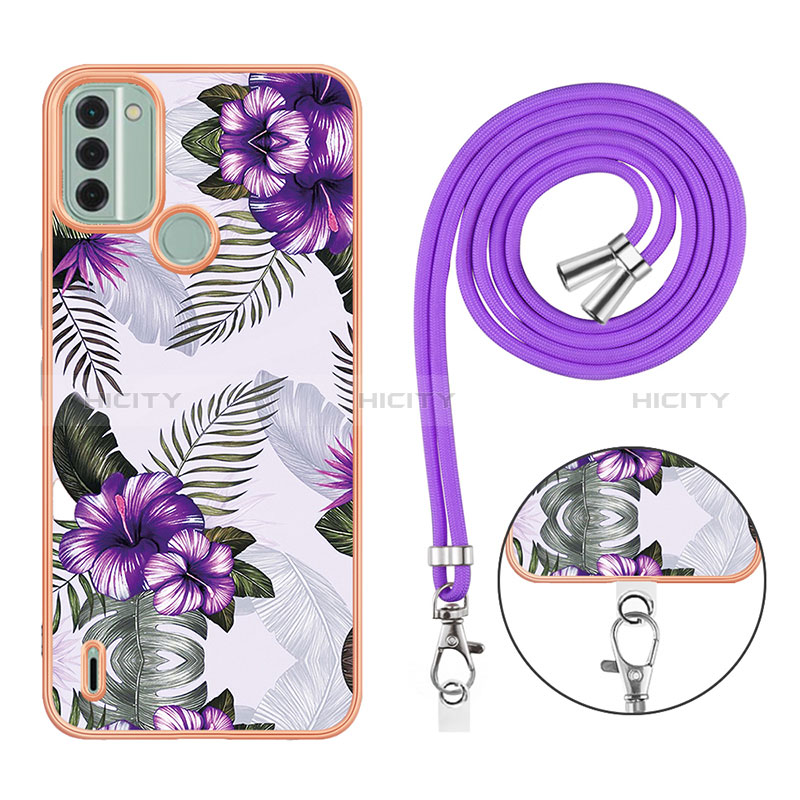 Funda Silicona Gel Goma Patron de Moda Carcasa con Acollador Cordon Lanyard YB3 para Nokia C31