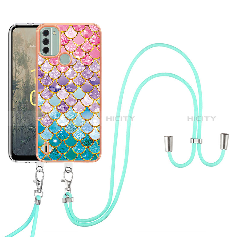 Funda Silicona Gel Goma Patron de Moda Carcasa con Acollador Cordon Lanyard YB3 para Nokia C31