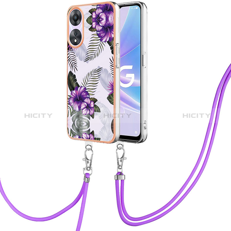 Funda Silicona Gel Goma Patron de Moda Carcasa con Acollador Cordon Lanyard YB3 para Oppo A78 5G