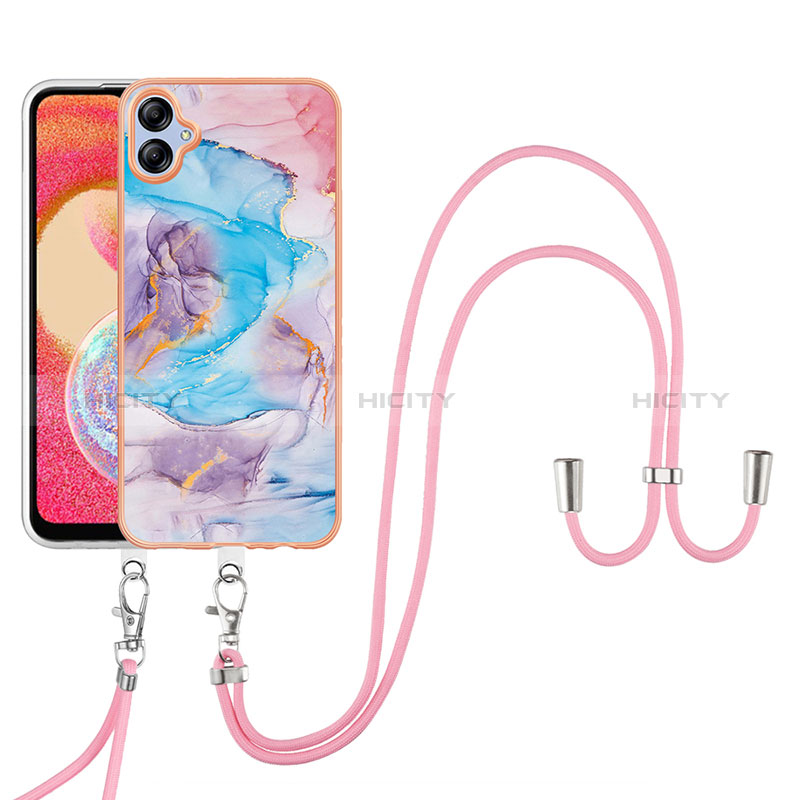 Funda Silicona Gel Goma Patron de Moda Carcasa con Acollador Cordon Lanyard YB3 para Samsung Galaxy A04 4G