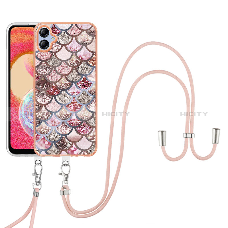 Funda Silicona Gel Goma Patron de Moda Carcasa con Acollador Cordon Lanyard YB3 para Samsung Galaxy A04 4G