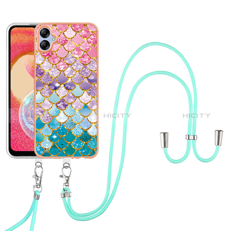 Funda Silicona Gel Goma Patron de Moda Carcasa con Acollador Cordon Lanyard YB3 para Samsung Galaxy A04 4G