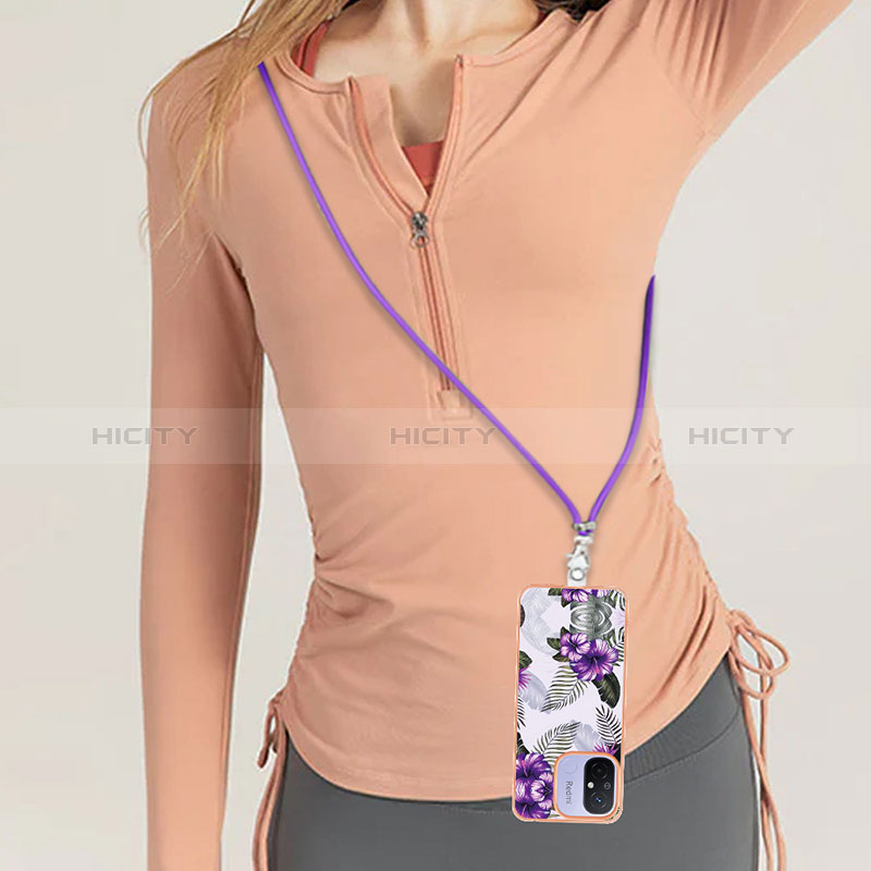 Funda Silicona Gel Goma Patron de Moda Carcasa con Acollador Cordon Lanyard YB3 para Xiaomi Poco C55