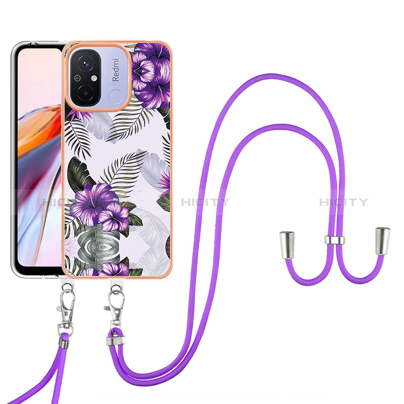 Funda Silicona Gel Goma Patron de Moda Carcasa con Acollador Cordon Lanyard YB3 para Xiaomi Poco C55