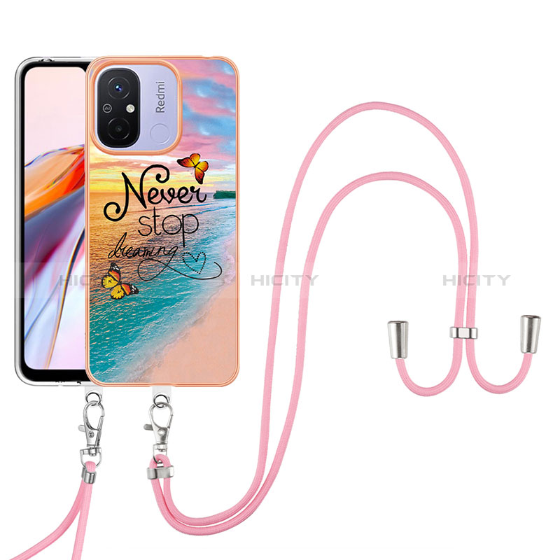 Funda Silicona Gel Goma Patron de Moda Carcasa con Acollador Cordon Lanyard YB3 para Xiaomi Poco C55