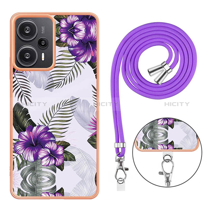 Funda Silicona Gel Goma Patron de Moda Carcasa con Acollador Cordon Lanyard YB3 para Xiaomi Poco F5 5G