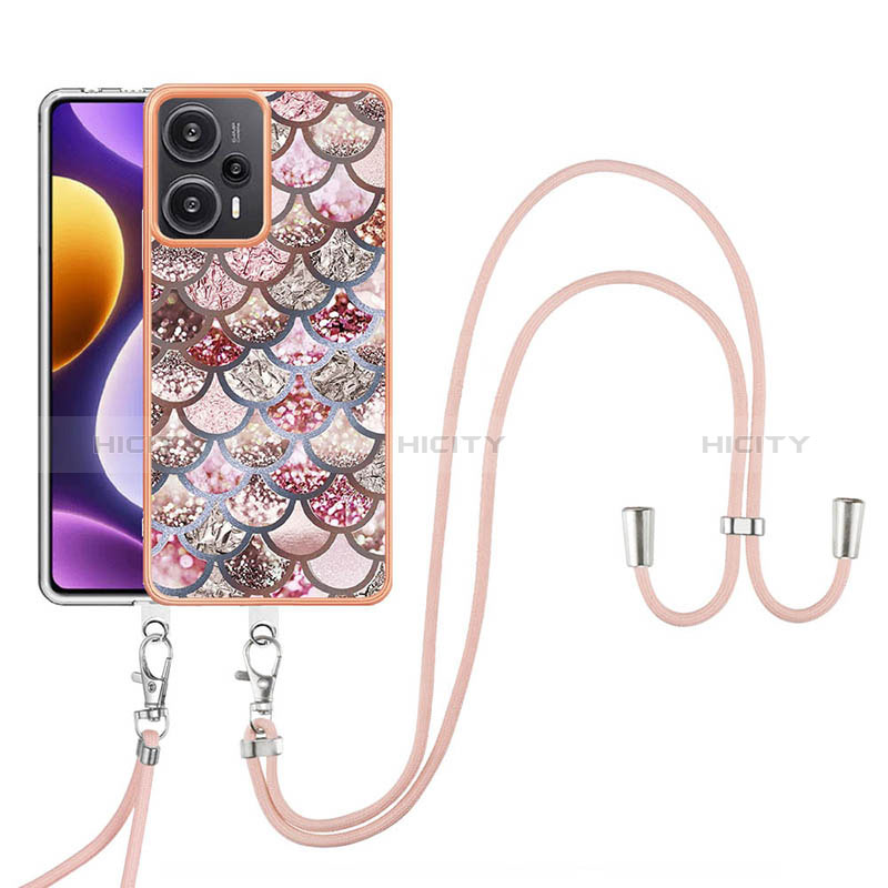 Funda Silicona Gel Goma Patron de Moda Carcasa con Acollador Cordon Lanyard YB3 para Xiaomi Poco F5 5G