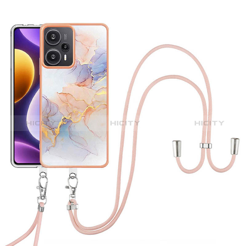 Funda Silicona Gel Goma Patron de Moda Carcasa con Acollador Cordon Lanyard YB3 para Xiaomi Poco F5 5G