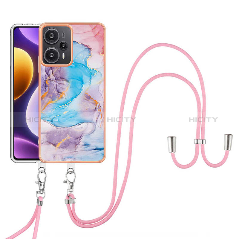 Funda Silicona Gel Goma Patron de Moda Carcasa con Acollador Cordon Lanyard YB3 para Xiaomi Poco F5 5G