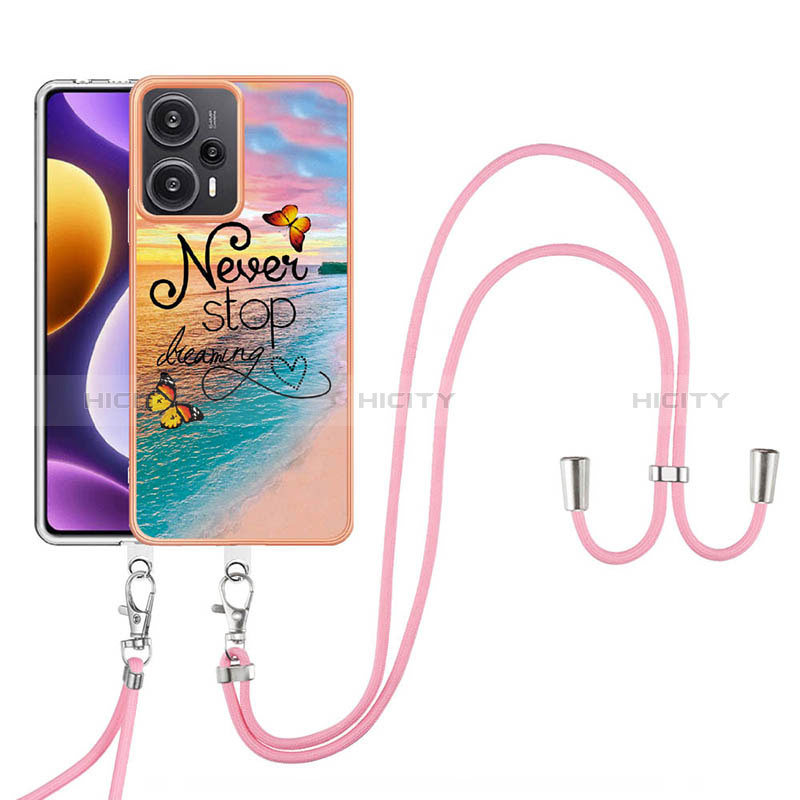 Funda Silicona Gel Goma Patron de Moda Carcasa con Acollador Cordon Lanyard YB3 para Xiaomi Poco F5 5G