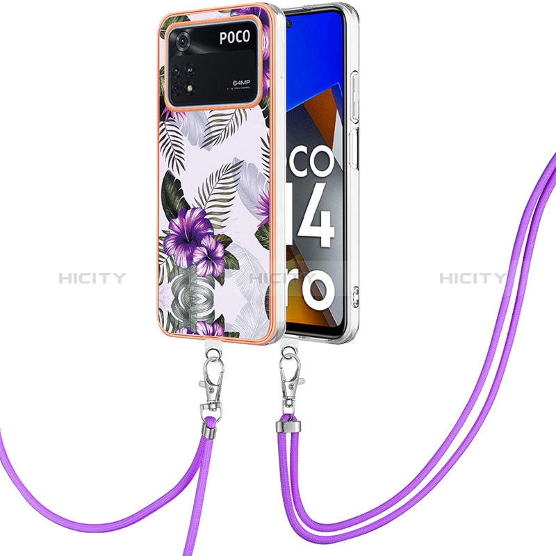 Funda Silicona Gel Goma Patron de Moda Carcasa con Acollador Cordon Lanyard YB3 para Xiaomi Poco M4 Pro 4G