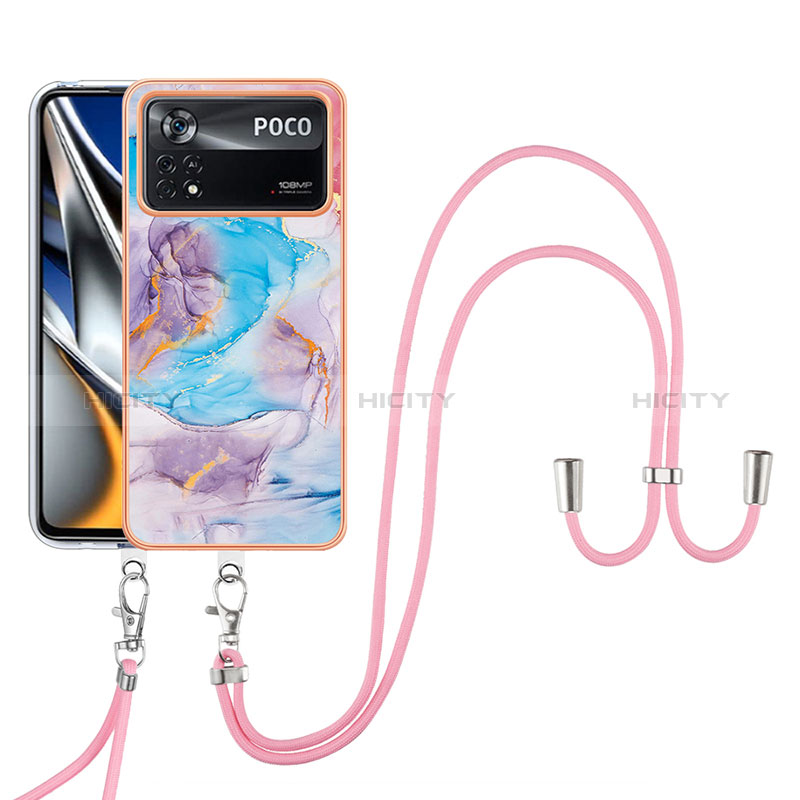 Funda Silicona Gel Goma Patron de Moda Carcasa con Acollador Cordon Lanyard YB3 para Xiaomi Poco X4 Pro 5G