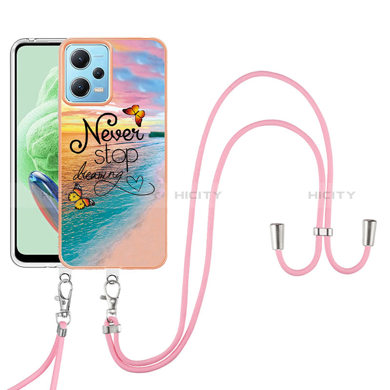 Funda Silicona Gel Goma Patron de Moda Carcasa con Acollador Cordon Lanyard YB3 para Xiaomi Poco X5 5G