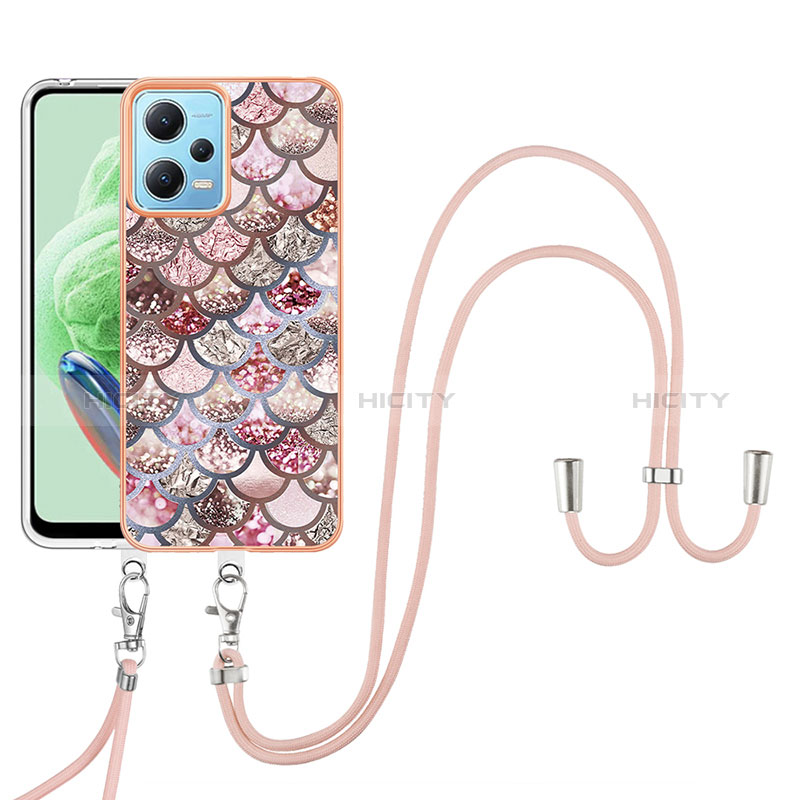 Funda Silicona Gel Goma Patron de Moda Carcasa con Acollador Cordon Lanyard YB3 para Xiaomi Poco X5 5G