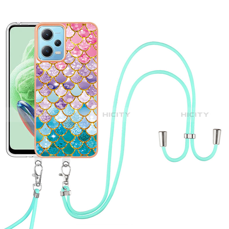 Funda Silicona Gel Goma Patron de Moda Carcasa con Acollador Cordon Lanyard YB3 para Xiaomi Poco X5 5G Vistoso