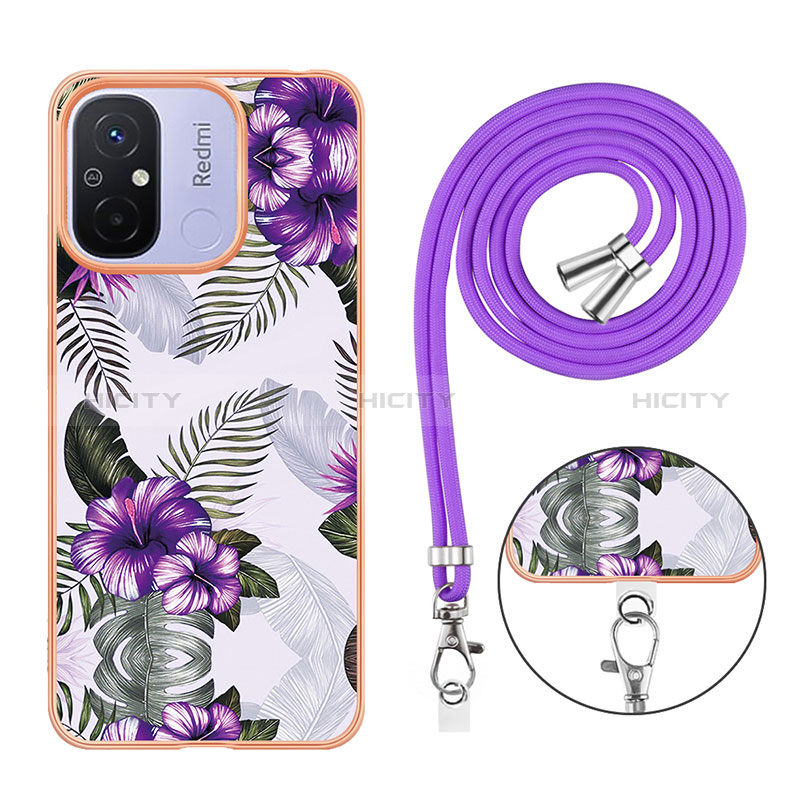 Funda Silicona Gel Goma Patron de Moda Carcasa con Acollador Cordon Lanyard YB3 para Xiaomi Redmi 11A 4G