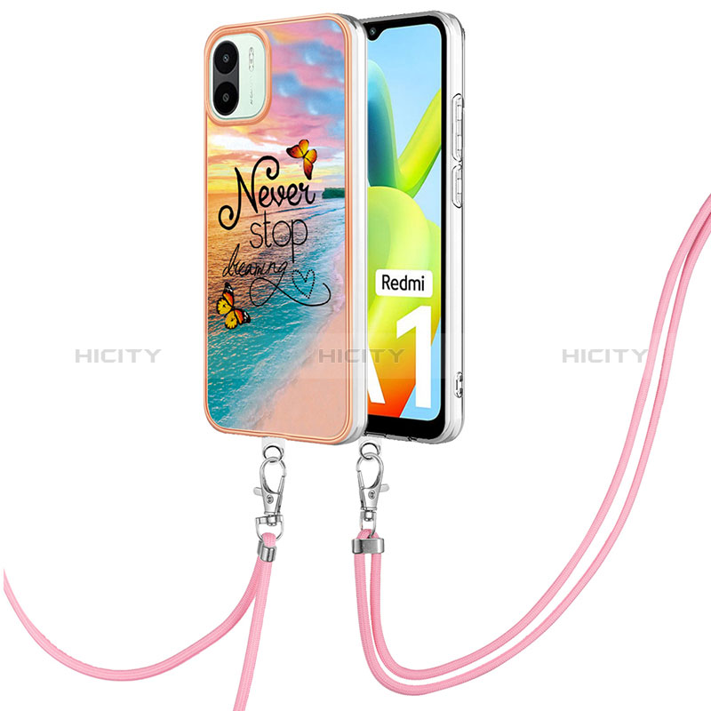 Funda Silicona Gel Goma Patron de Moda Carcasa con Acollador Cordon Lanyard YB3 para Xiaomi Redmi A1 Multicolor