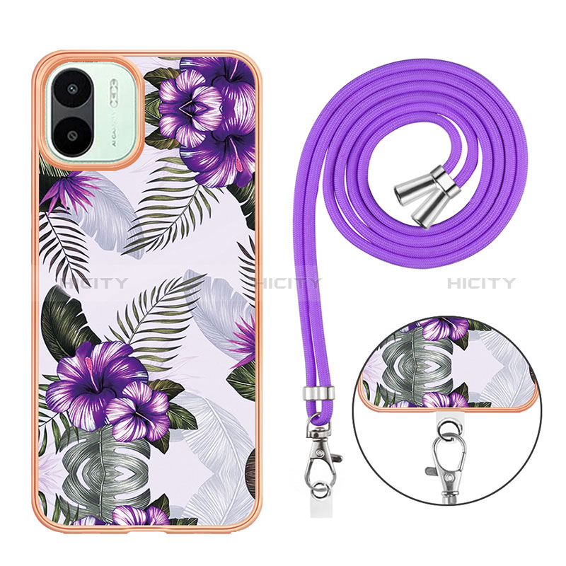 Funda Silicona Gel Goma Patron de Moda Carcasa con Acollador Cordon Lanyard YB3 para Xiaomi Redmi A2