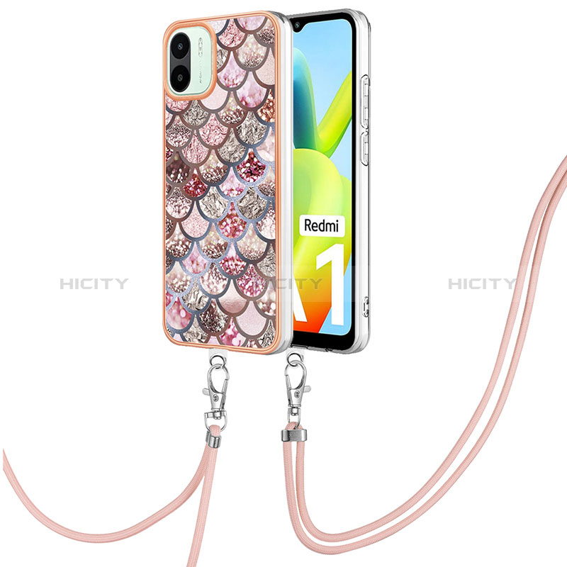 Funda Silicona Gel Goma Patron de Moda Carcasa con Acollador Cordon Lanyard YB3 para Xiaomi Redmi A2