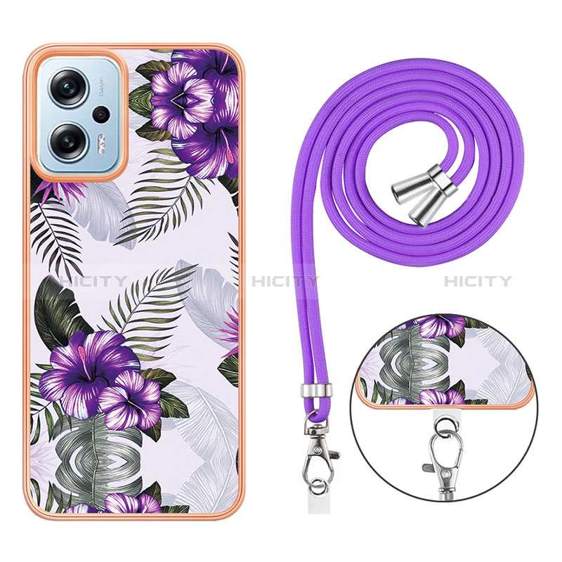 Funda Silicona Gel Goma Patron de Moda Carcasa con Acollador Cordon Lanyard YB3 para Xiaomi Redmi Note 11T Pro 5G