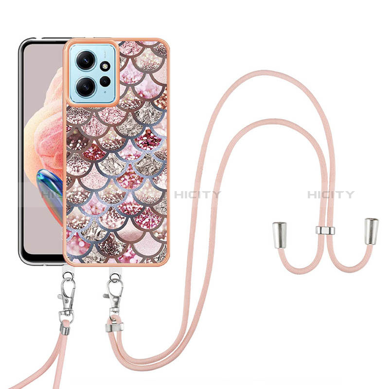 Funda Silicona Gel Goma Patron de Moda Carcasa con Acollador Cordon Lanyard YB3 para Xiaomi Redmi Note 12 4G