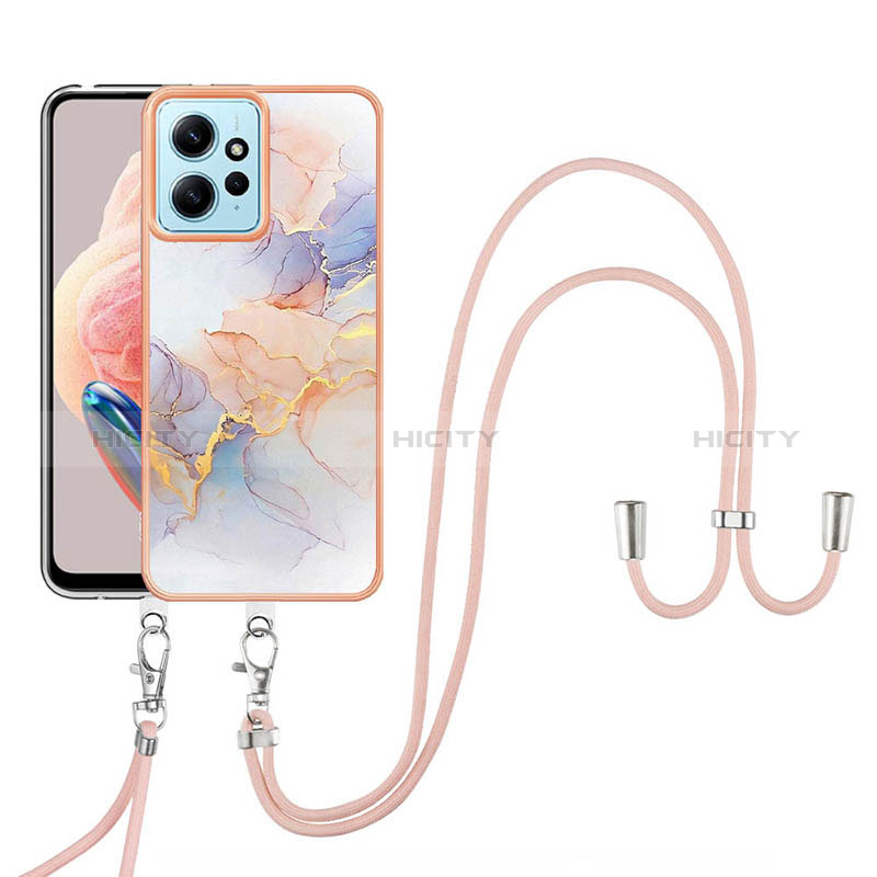 Funda Silicona Gel Goma Patron de Moda Carcasa con Acollador Cordon Lanyard YB3 para Xiaomi Redmi Note 12 4G