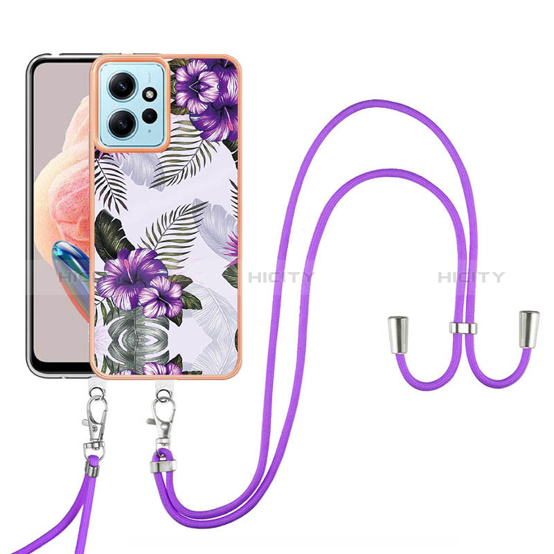 Funda Silicona Gel Goma Patron de Moda Carcasa con Acollador Cordon Lanyard YB3 para Xiaomi Redmi Note 12 4G