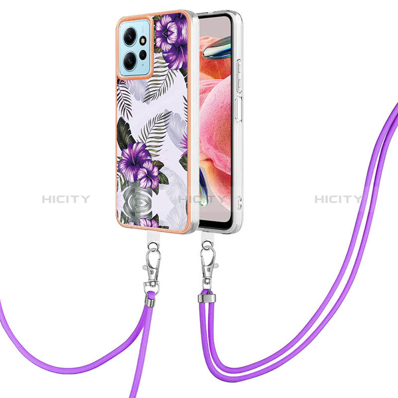 Funda Silicona Gel Goma Patron de Moda Carcasa con Acollador Cordon Lanyard YB3 para Xiaomi Redmi Note 12 4G