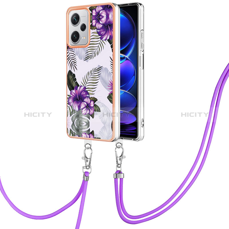 Funda Silicona Gel Goma Patron de Moda Carcasa con Acollador Cordon Lanyard YB3 para Xiaomi Redmi Note 12 Explorer