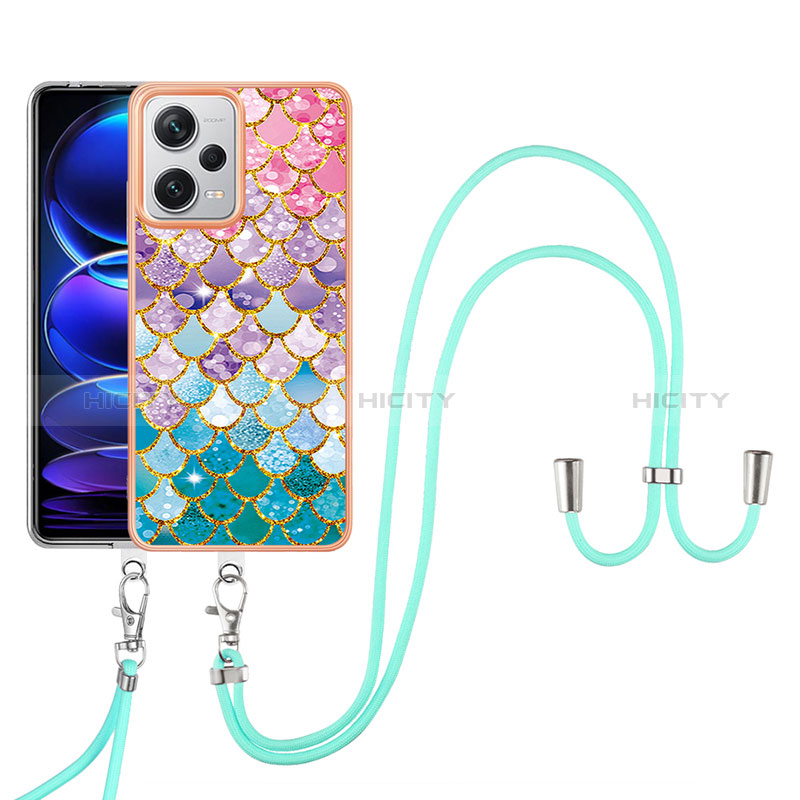 Funda Silicona Gel Goma Patron de Moda Carcasa con Acollador Cordon Lanyard YB3 para Xiaomi Redmi Note 12 Explorer Vistoso