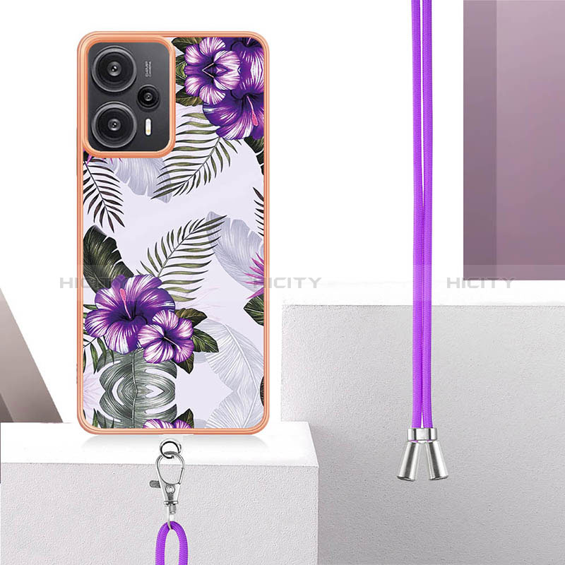 Funda Silicona Gel Goma Patron de Moda Carcasa con Acollador Cordon Lanyard YB3 para Xiaomi Redmi Note 12 Turbo 5G